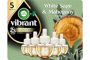 Air Wick Vibrant Plug In Scented Oil Refill,White Sage & Mahogany, 5 ct