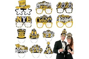 Lairyan 2026 New Years Eve Party Supplies - 12PCS Happy New Year Eyeglasses Headband for Photo Props New Years Decorations 2026 NYE Party Favors 2026