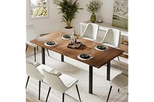 Feonase 63" Extendable Dining Table, Modern Farmhouse Dining Room Table for 4-8, Wooden Kitchen Table for Small Space, Dining