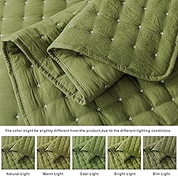 Green Twin Size Quilt Bedding Sets with Pillow
