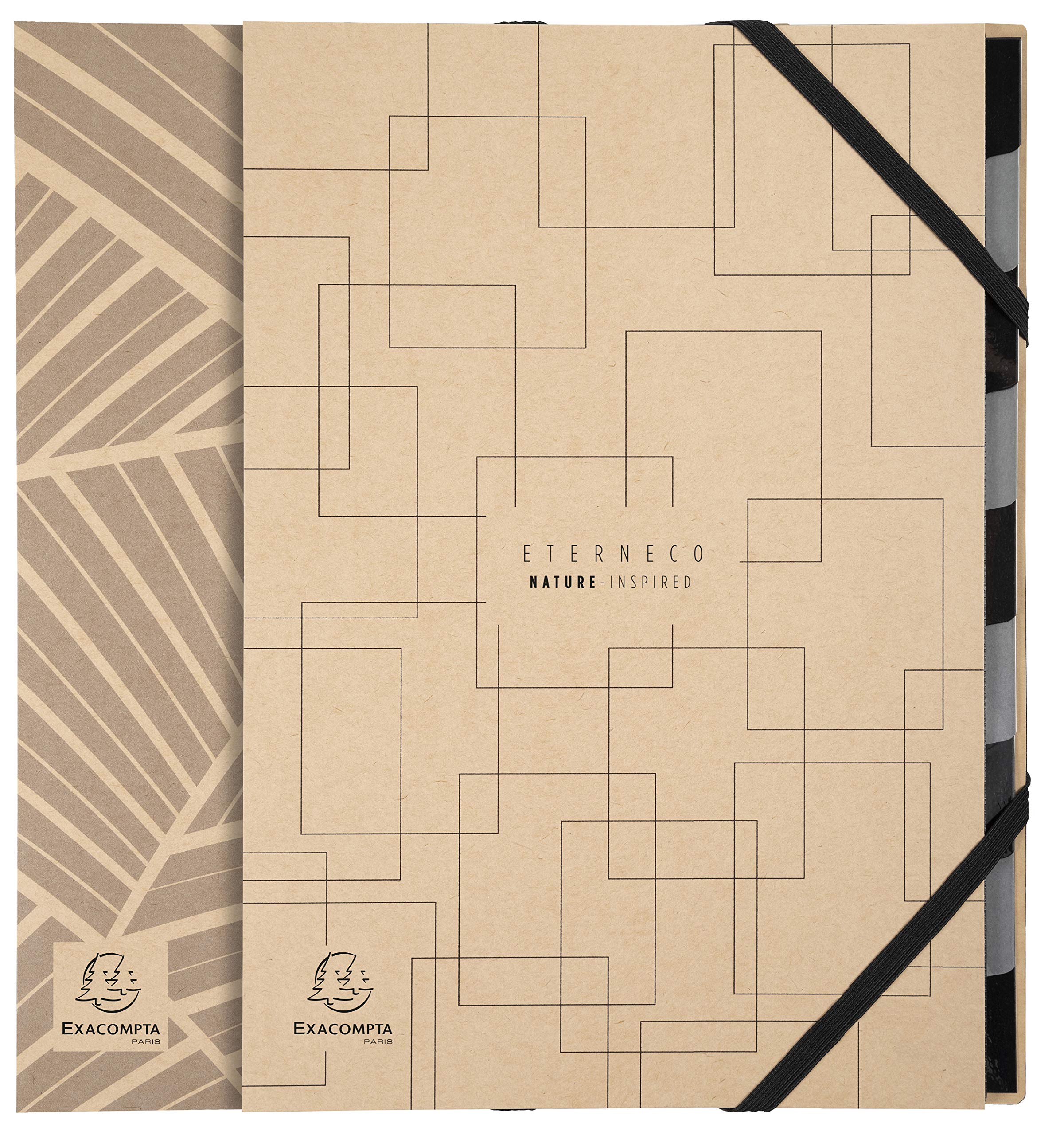 Exacompta - Ref 56747E - Eterneco Collection - Harmonika Multipart File - 245 x 320mm, Suitable for A4 Sized Documents, 9 Tabbed Sections, Expanding Spine - Geometric Design (Pack of 8)