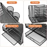 Marbrasse Desk Organiser 5-Tier Tray Drawer 2 Pen Holders Mesh Black view 7