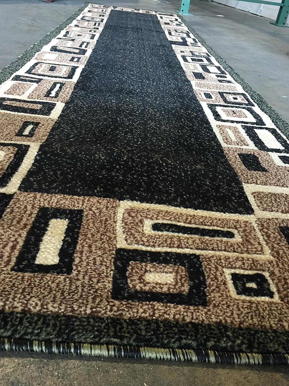 Modern Long Geometric Runner Area Rug Green Design 3627 (32 inch X 15