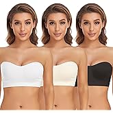 Lusait Strapless Bra for Women Non-Slip Silicone Padded Bandeau Bra Wireless Tube Top Bralette