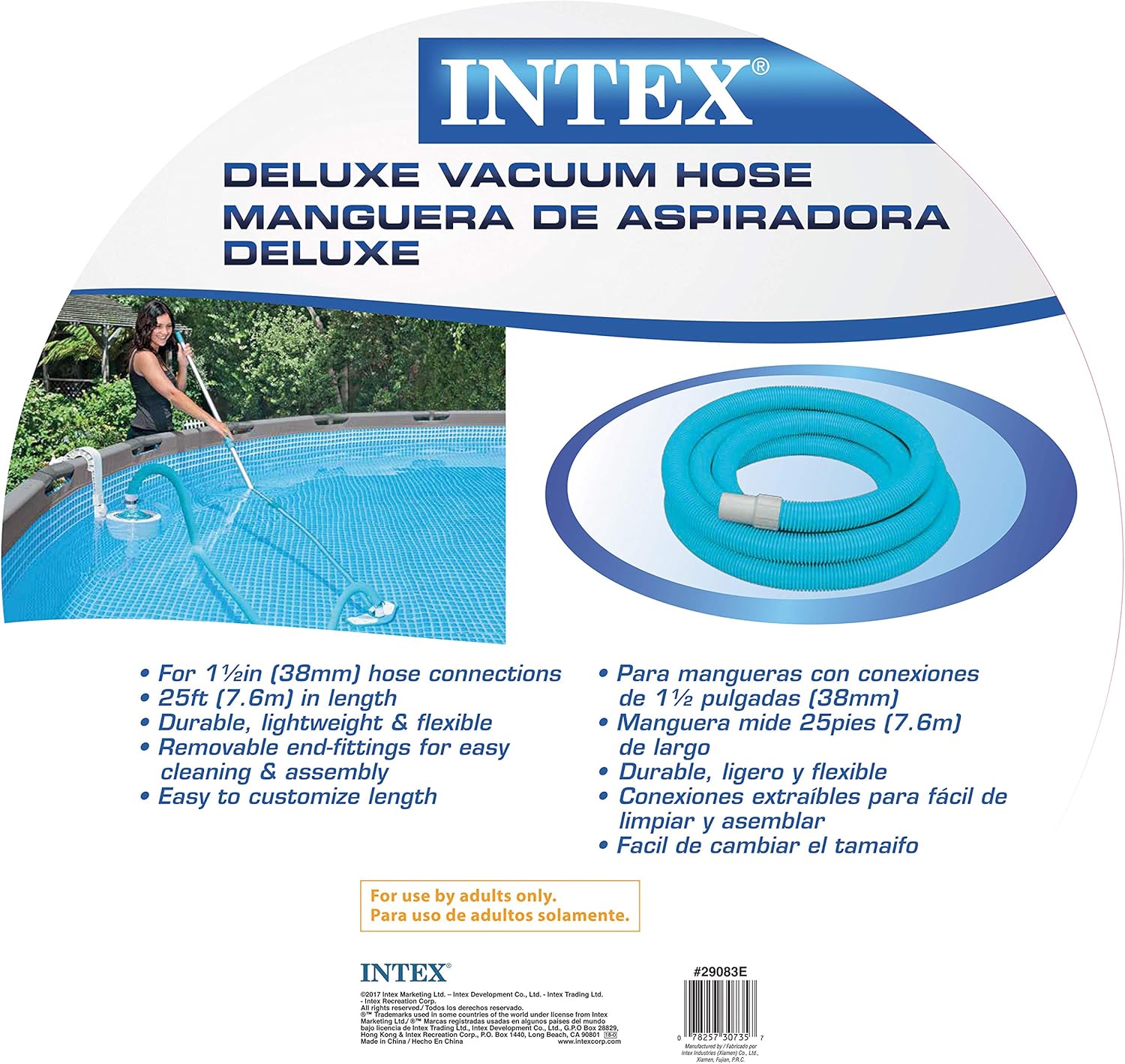 Intex 29083E N/AA Spiral Hose for Pool Filters, 1.5in X 25ft, One Size, Blue : Swimming Pool Hoses : Garden & Outdoor