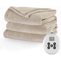 Amazon.com: Beautyrest Heated Plush Elect Electric Blanket with 20 Heat  Level Setting Controllers Equip with Secure Comfort Technology and 10 Hours  Auto Shut Off, Twin: 62x84, Aqua,BR54-0903 : Home u0026 Kitchen