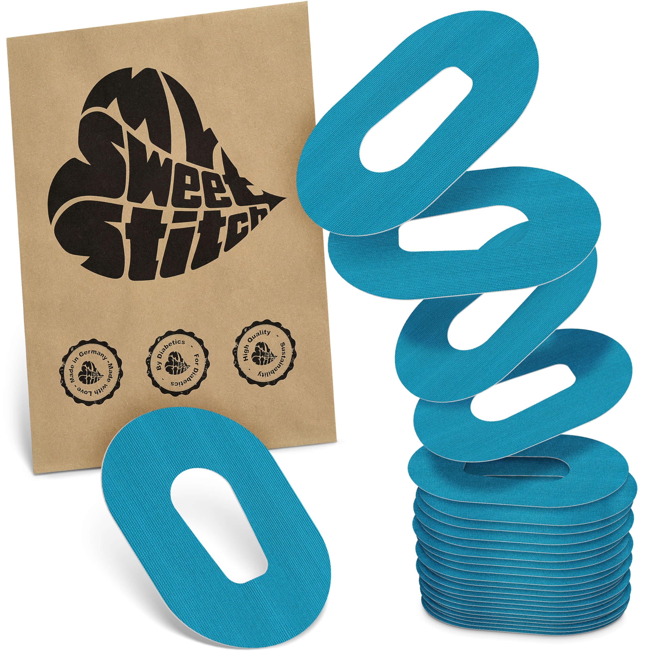 MySweetStitch - 25 x Dexcom G6 Patches, Overpatch Ø 70 x 55mm, Waterproof, Breathable, Skin-Friendly, Made in Germany, Petrol