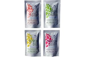 Howl at the Spoon's Variety Pack (8 pack) Single Serve Sauce, 2 Al Pastor, 2 Chimichurri, 2 Lemon Dill, 2 Marionberry. Vegan, No Preservatives.