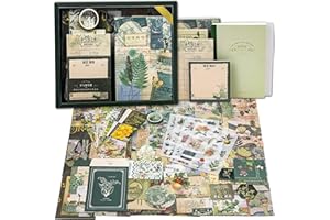 AROMOTY Scrapbooking Supplies Kit, Botanical Aesthetic Vintage Scrapbook Kit for Bullet Junk Journal A6 Grid Notebook Stationary Journaling Supplies Flower DIY Craft Birthday Gifts for Women Kid Teen Girl
