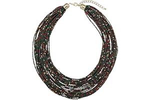 Bocar Multi Layer Chunky Bib Statement Seed Beads Cluster Collar Necklace for Women Gift (NK-10351)