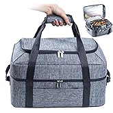 BAGSPRITE Double-Layer Slow Cooker Carrying Bag for 6-8 Quart CrockPot and Hamilton Beach Slow Cookers, Travel Bag with Lid F