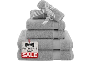 American Veteran Towel, 6 Piece Towel Set for Bathroom Clearance Prime, 100% Cotton Turkish Bathroom Towels, 2 Bath Towels 2 Hand Towels 2 Washcloths, Cool Grey