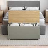 Vida Designs Arlington Storage Ottoman Grey Wood 100x40x48cm Lift Lid view 4