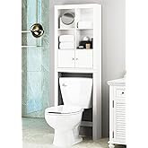 Spirich Over The Toilet Storage Cabinet, Above Toilet Storage Cabinet with Doors, Freestanding Bathroom Space Saver, White