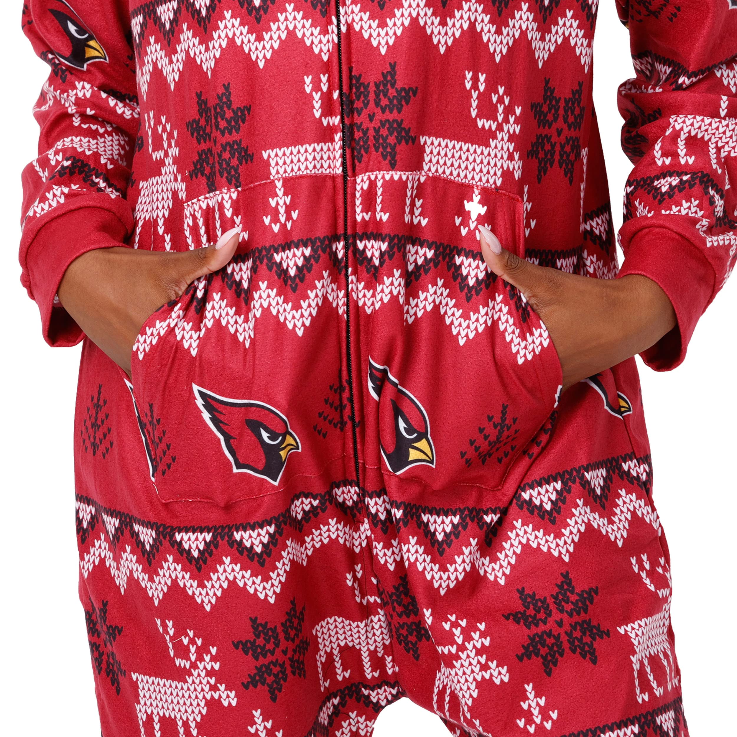 FOCO Arizona Cardinals NFL Mens Ugly Pattern One Piece Pajamas - XXL