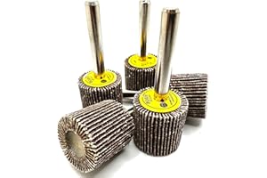 Pro-Graad SuperGrindz 5 Pack 1" x 1" x 1/4" 120 Grit Aluminum Oxide Shank Mounted Abrasive Flap Wheels, Ideal for Metal, Wood, Grinding, Blending, Polishing, Rust & Paint Removal