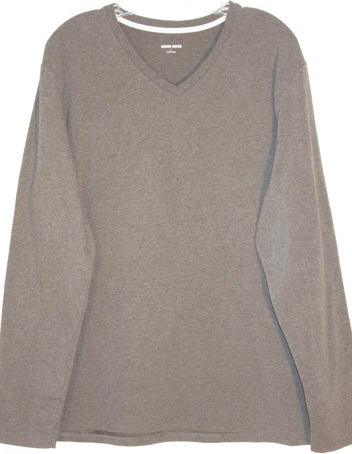 Rough Dress Premium Men Long Sleeve VNeck TShirt Brown