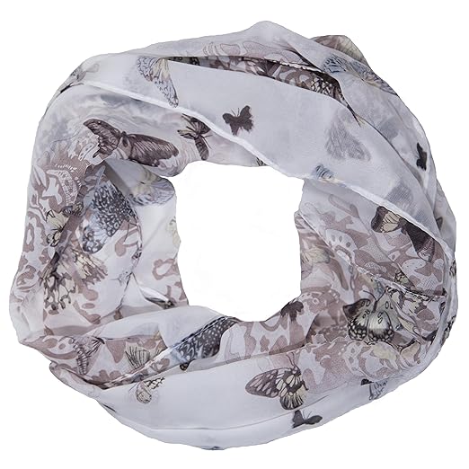 MANUMAR Loop-Schal für Damen | Hals-Tuch in verschiedenen Farben mit Schmetterling Motiv als perfektes Frühling Sommer Access