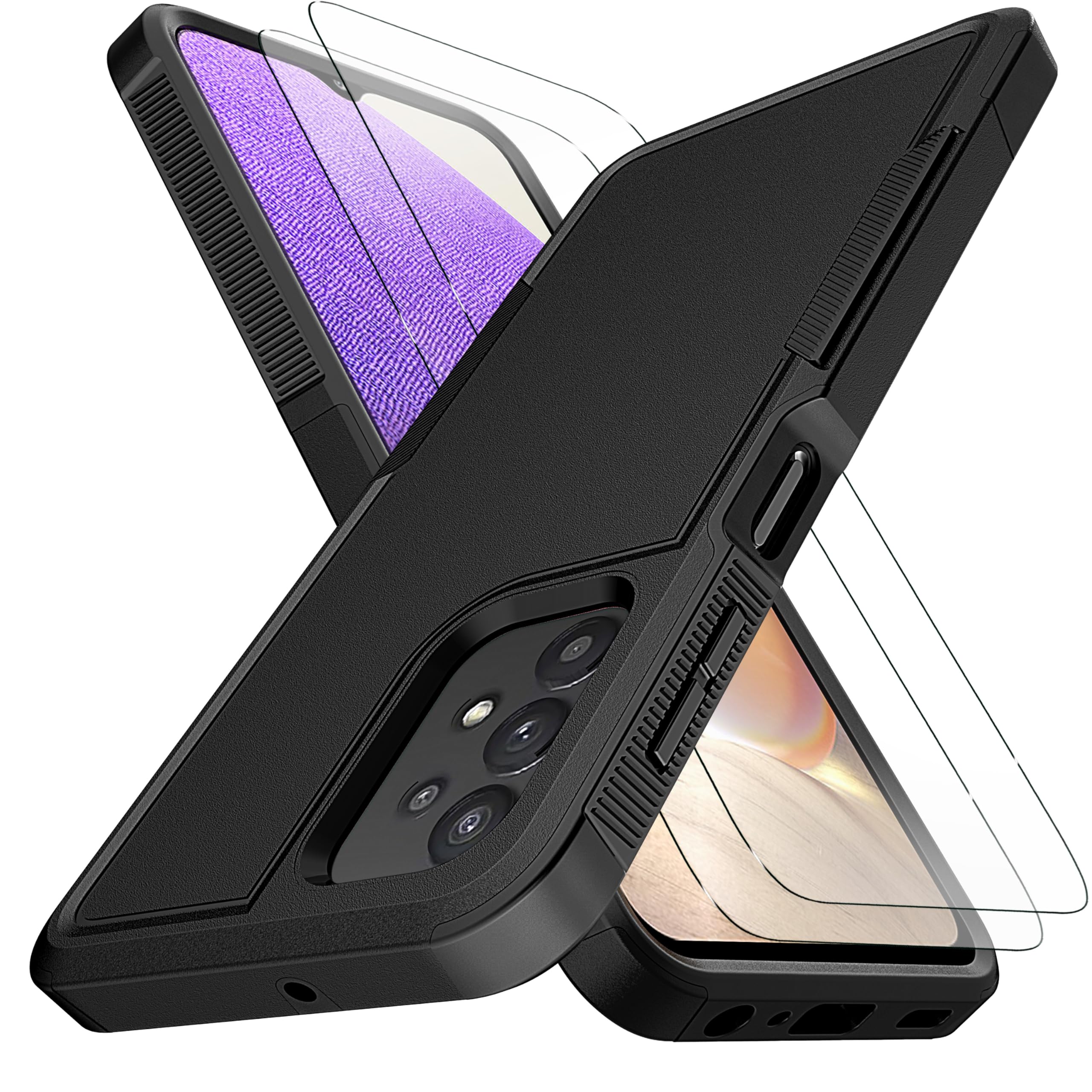 YmhxcY for Galaxy A32 5G Case, [10 FT Military Grade Drop Protection] [Non-Slip] [2 pcs Screen Protector] Heavy Duty Full-Body Shockproof Case for Samsung Galaxy A32 5G 6.5"-Black