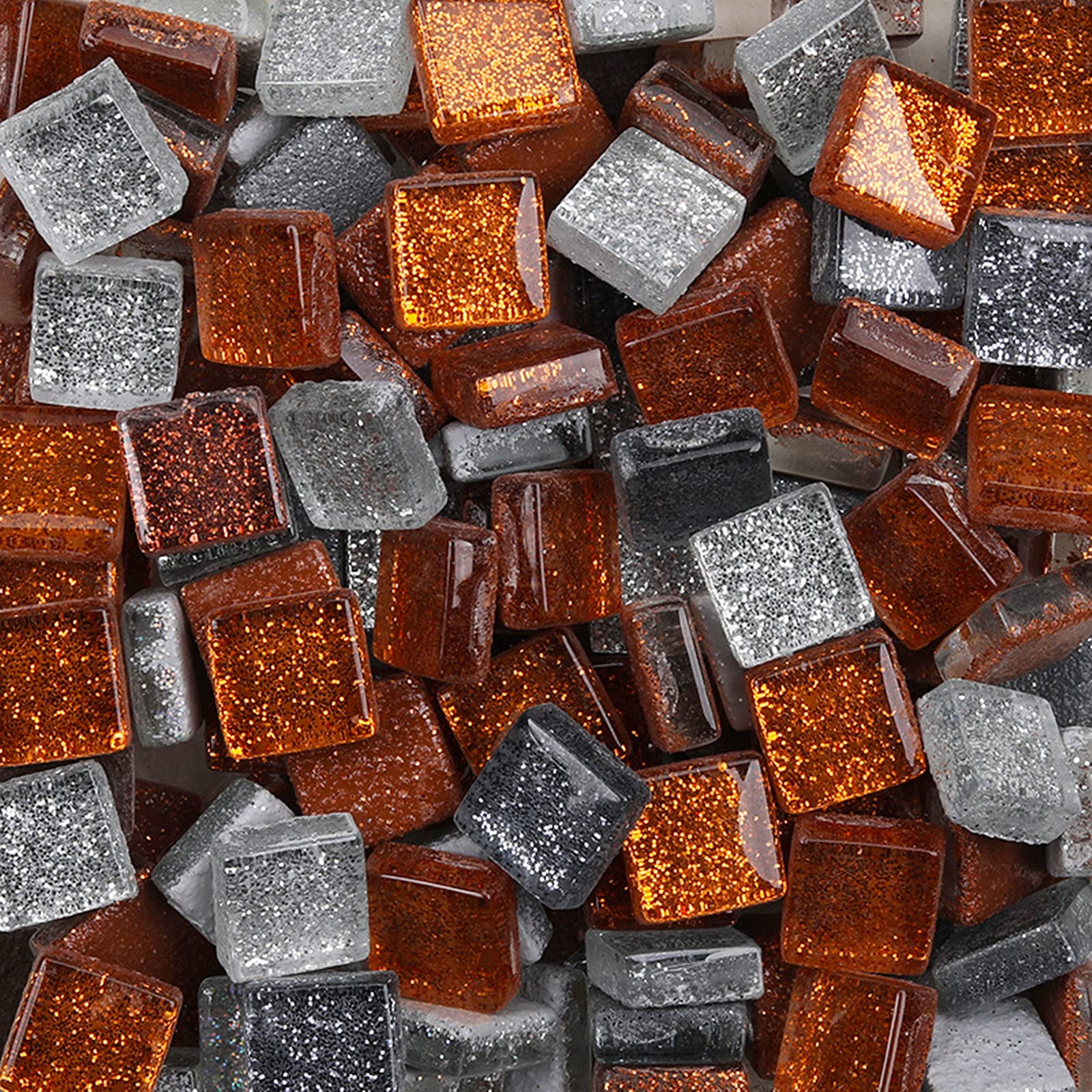 Mixed Color Glass Mosaic Tiles Square Glitter Crystal Mosaic Stones Glass Pieces for DIY Art Craft Decoration 200g,1x1cm(Retro)