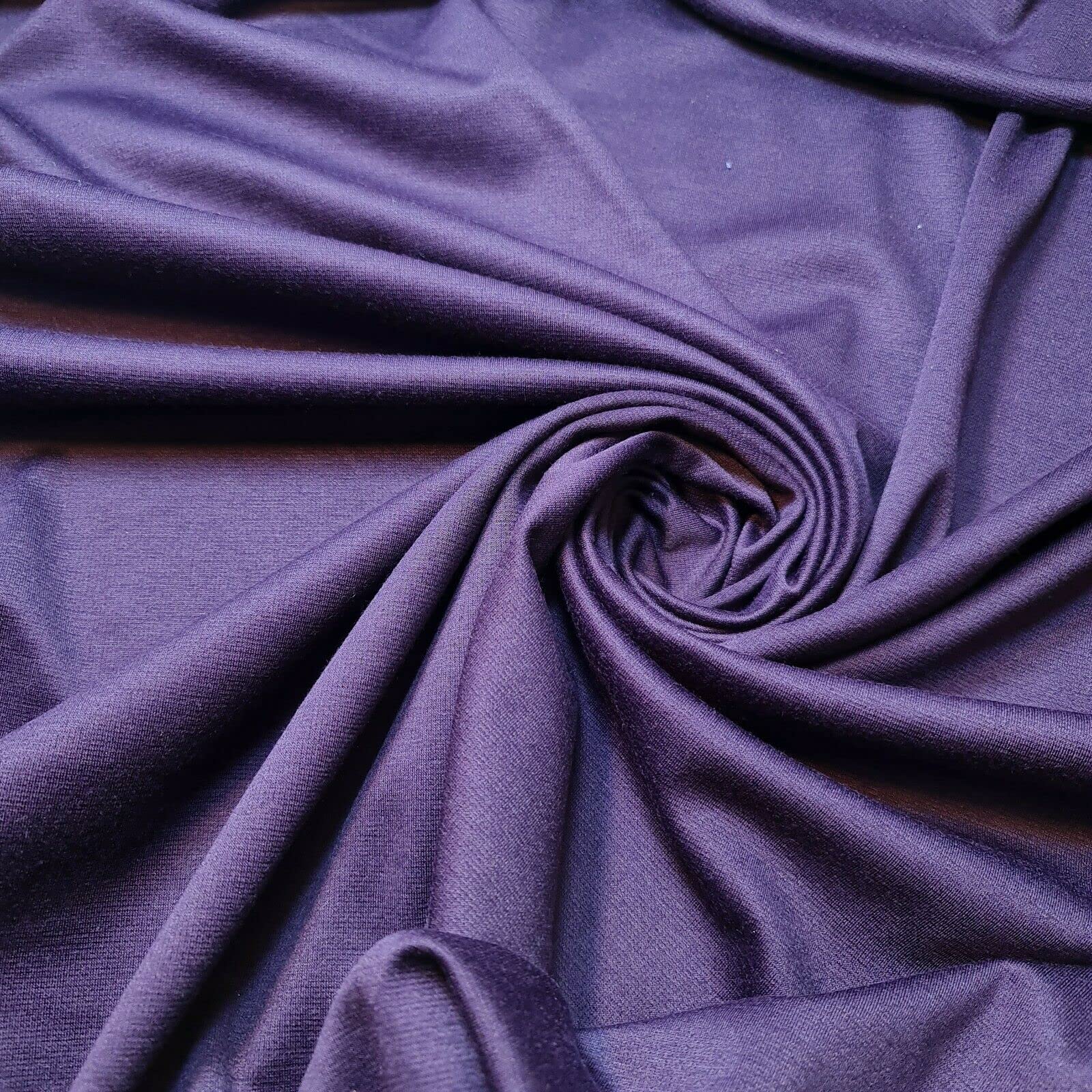 Jersey Stretch Fabric Ponte Roma 4 Way Stretch Dressmaking Material 58" - 150 cm Wide Sold As 1 Meter Pre - Cut Lengths (Plum)