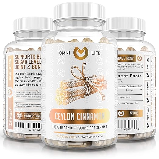 Ceylon Cinnamon Capsules Organic Max Strength 1500mg Cinnamon