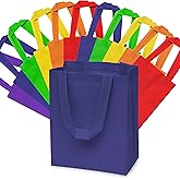 ZENPAC Reusable Gift Bags, Assorted Fabric Tote Bags Small with Handles for Small Business, Holidays, Birthdays, Party Favors, Events, Bulk, 8x4x10, 12 Pack