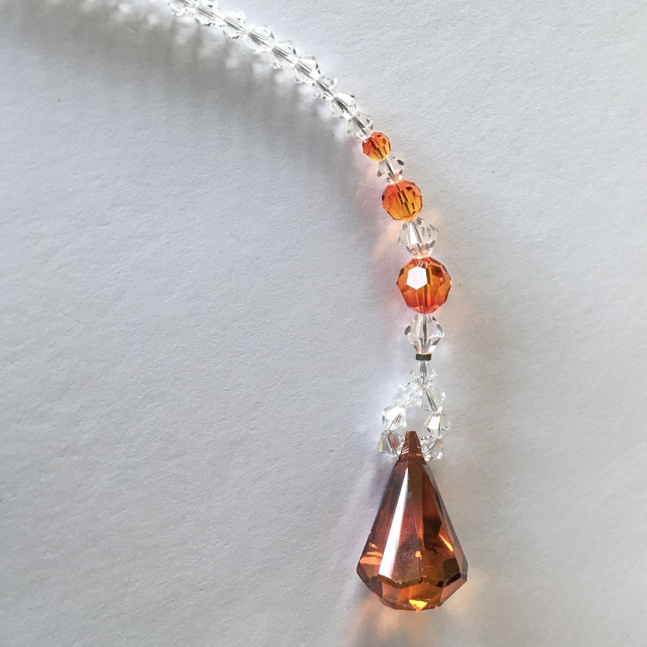 Orange Red Crystal Suncatcher, Swarovski Sun Catcher, Glass Ornament, Hanging Crystals, Swarovski Crystals, Window Sun Catcher, 8845