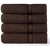 COTTON CRAFT Ultra Soft Bath Towels - 4 Pack Extra Large Bath Towels - Oversized 30x54 - Absorbent Everyday Luxury Hotel Spa Gym Shower Beach Pool Camp Dorm - 100% Cotton - 580 GSM - Chocolate Brown
