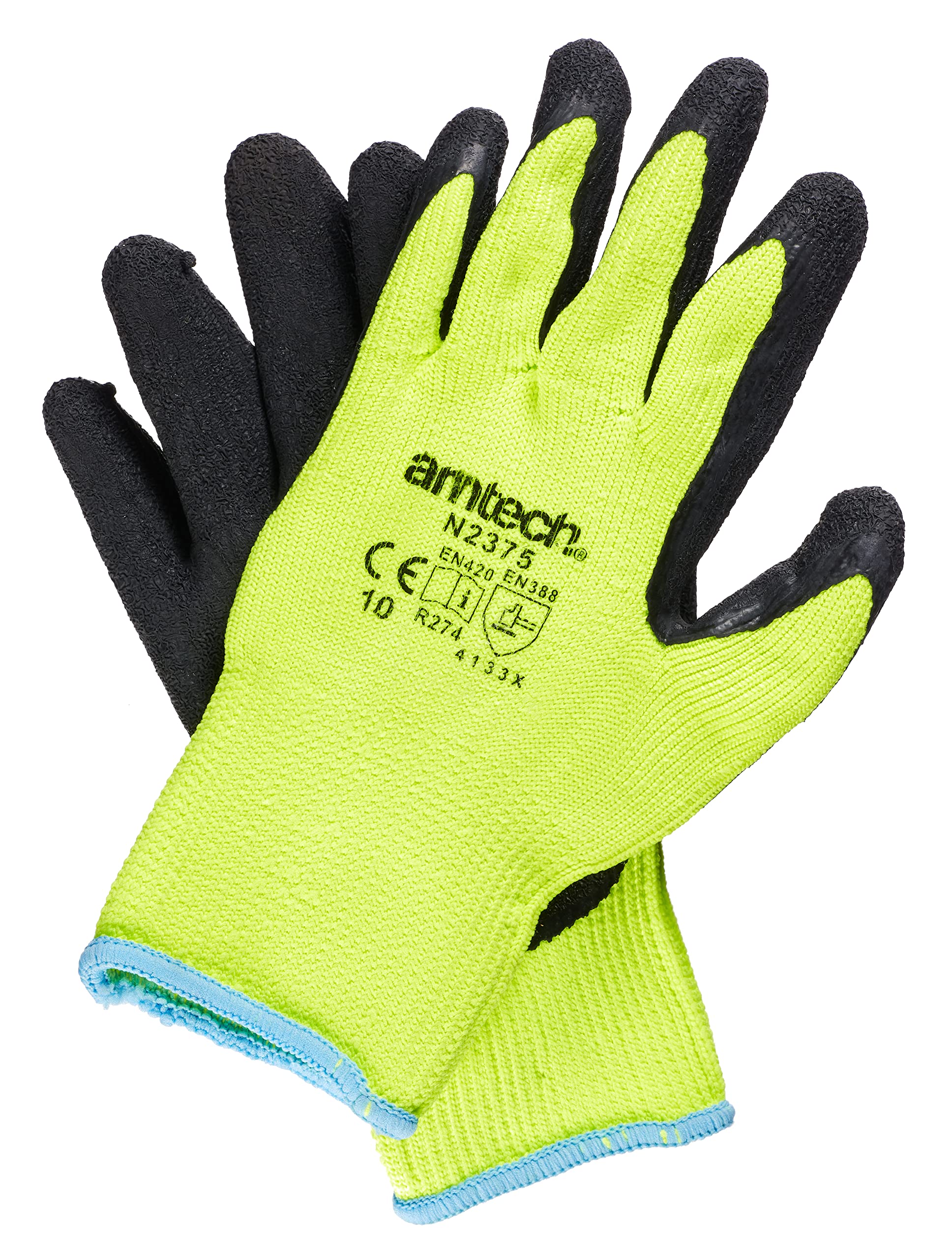 Amtech N2375, Hi-Vis Yellow Thermal Work Gloves XL (Size 10), Certified Quality for Heavy Duty Tasks