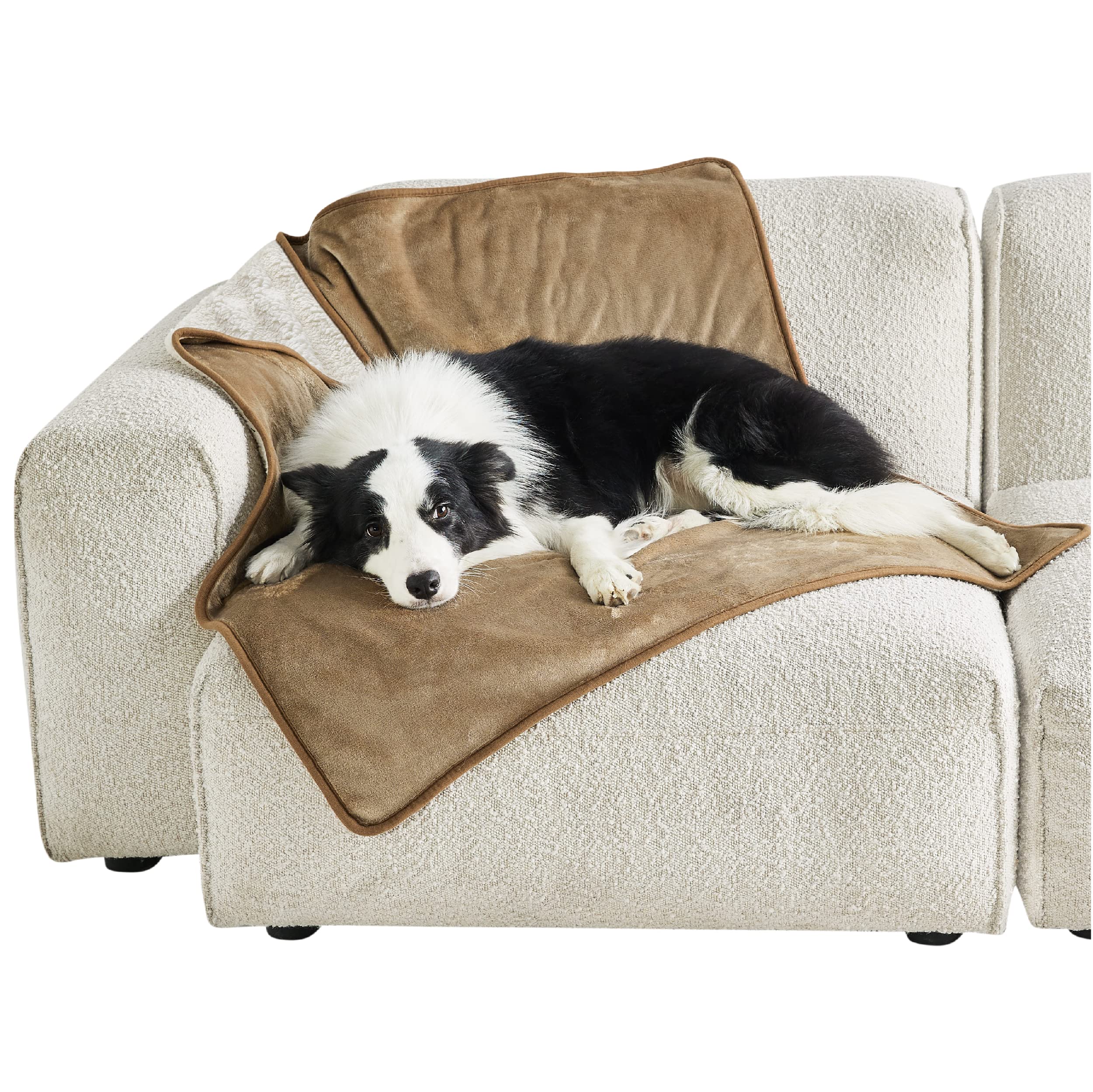 LE SURE Waterproof Dog Blanket Washable - 120x100cm Fleece Blanket For Large Dogs and Pets, Pet Throw Protects Bed and Sofa with Soft Plush, Camel — image 1