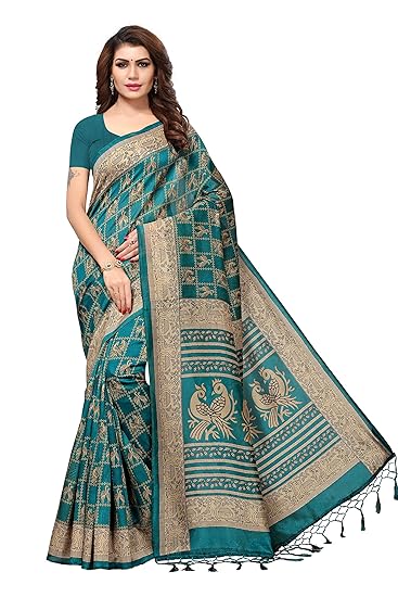 Silk with blouse piece Saree (SP-AGEOHC3BZIF3ESNG_ green_ Free Size)