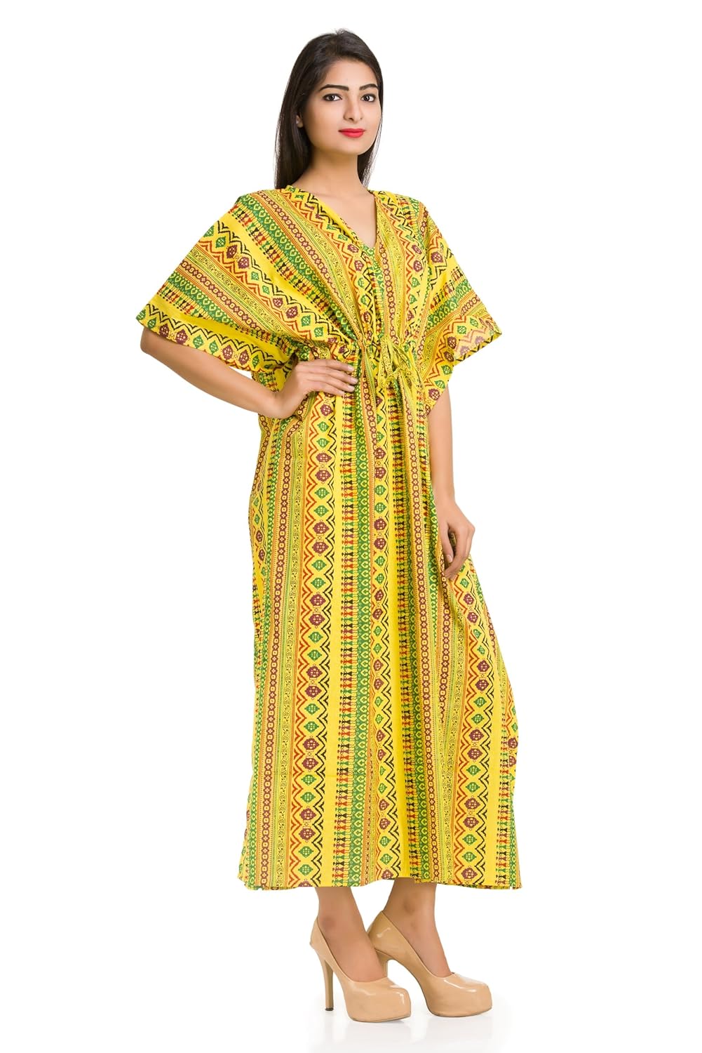handicraft-palace women's cotton kaftan (kl-69_yellow_50)