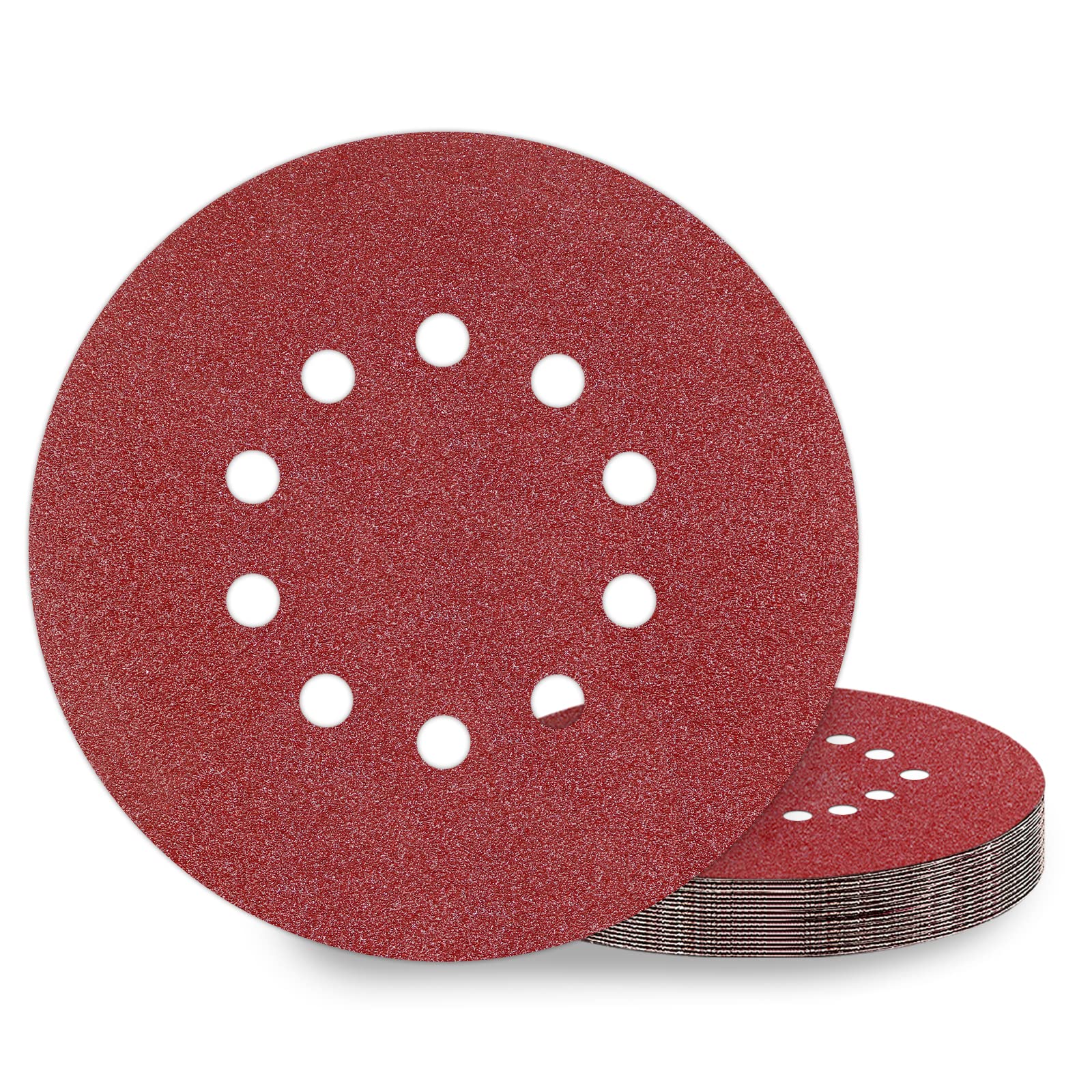 KONGMING 10 Pcs 225mm Sanding Discs Grit 60 9 inch Sanding Discs 10 Hole Hook and Loop for Drywall Sander