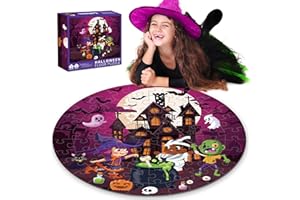 LARCHIO 70PCS Halloween Floor Puzzles for Kids, Jumbo Floor Puzzle for Kid Age 3-5 Toddler Floor Puzzle Educational Learing for Kids