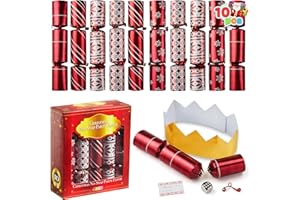 JOYIN 10 Pack Christmas Party Favor Non-Snap Red Deluxe Snowflake Design Party Table Favors with Holiday Party Favor Supplies for Kids and Adults, Christmas Parties, Dinners and Holidays