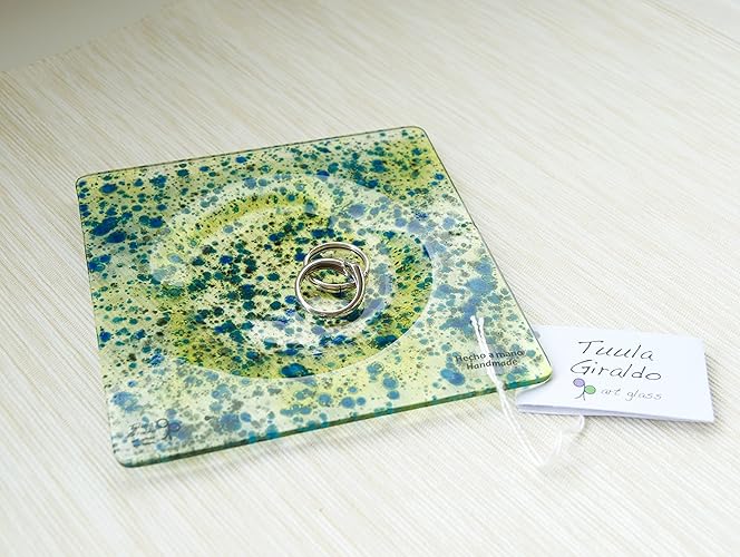 Plato de vidrio - Vidrio pintado a mano - Para anillos, colgantes