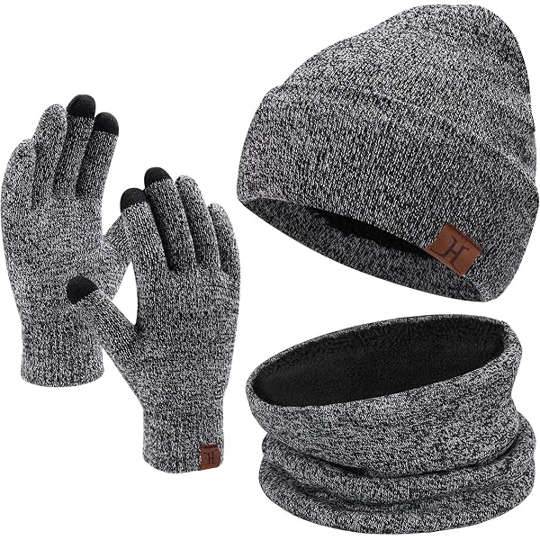 KUTTOR 6-Piece Winter Knitted Beanie & Gloves Set - Warm Skull Cap & Touchscreen Gloves For Women & Men - View #4