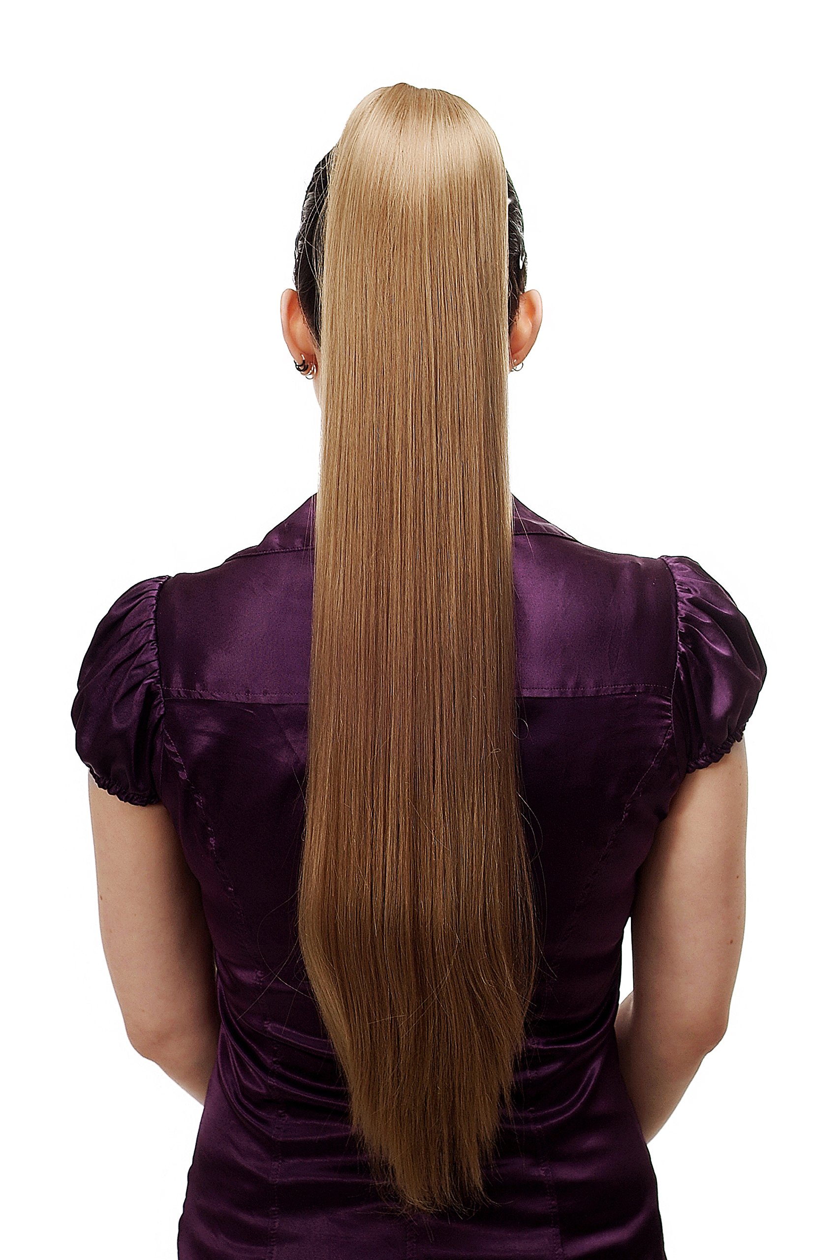WIG ME UP - Hairpiece PONYTAIL with Claw Clamp/Clip extremely long straight & smooth dark blond bordering light brown T113-14 70 cm