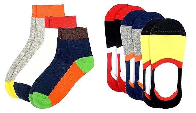 Winza Mens Low Cut & No Show Cotton Socks (Multi-Coloured, Set of 6)
