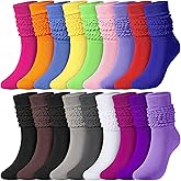 JaGely 18 Pairs Slouch Socks for Women Colorful Slouchy 80s Neon Stacked Socks Elastic Soft Long Scrunchie stocking Boot Gift for Women Christmas, Size 9-11