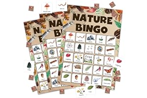 wenhihsiy Nature Bingo Game Cards for Adults, Nature Hike Bingo Cards Game for Family Holidays Friends Gatherings, Ideal for Nature Themed Party Game, 24 Players Birthday Party Supplies Favors, 005