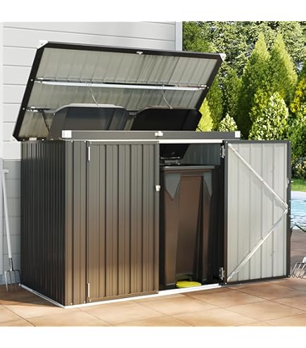 Amazon.com : YOPTO Outdoor Storage Shed Metal Trash Can Storage,54
