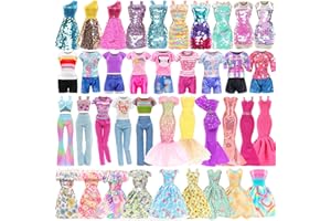BARWA 11 Sets Doll Clothes Including 2 Sequins Dresses 5 Mermaid Floral Dresses 4 Casual Outfits Tops and Pants for 11.5 inch Girl Dolls