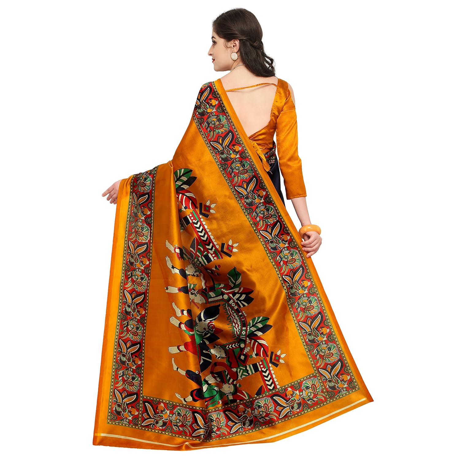 oomph! art silk saree with blouse piece