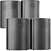 STUDIOFINIX 800W 6.5 Inch Outdoor Bluetooth Speakers Waterproof Wired with Multifunctional Amplifier Wall Mount Weatherproof Loudspeaker System for Patio Garden Poolside Home(4 Speakers,Black)