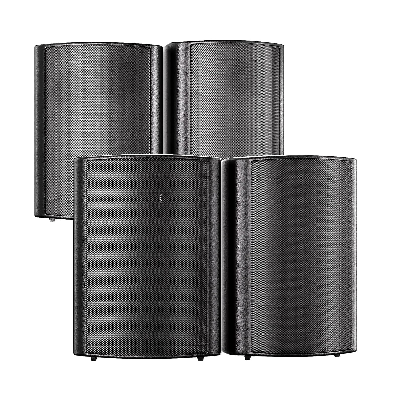 STUDIOFINIX 800W 6.5 Inch Outdoor Bluetooth Speakers Waterproof Wired with Multifunctional Amplifier Wall Mount Weatherproof Loudspeaker System for Patio Garden Poolside Home(4 Speakers,Black)