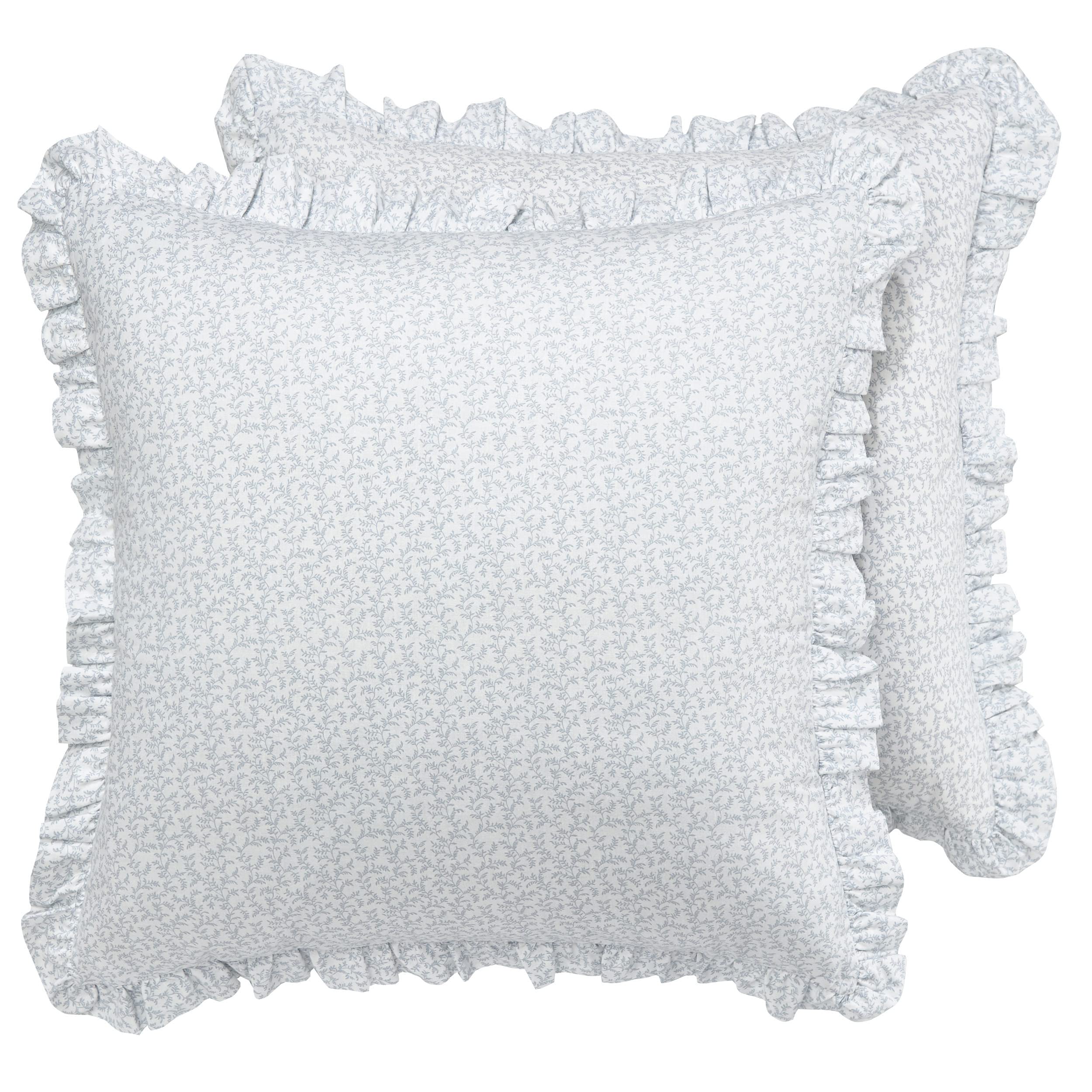 Laura Ashley Decorative Pillow Case for Bedroom and Home Décor, Cotton, Chloe Blue, European-Square — image 1