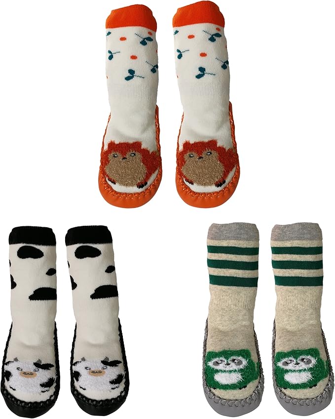 Toddler Slippers Socks With Grips Non Skid Anti slip Socks for infant boys girls Warm and Soft
