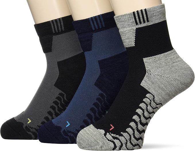 Amazon グンゼ 靴下 ソックス Reebok リーボック ショート丈 アーチサポート 抗菌防臭 吸水速乾 つま先かかとパイル 3足組 メンズ Bアソート 25 27 スポーツソックス 通販